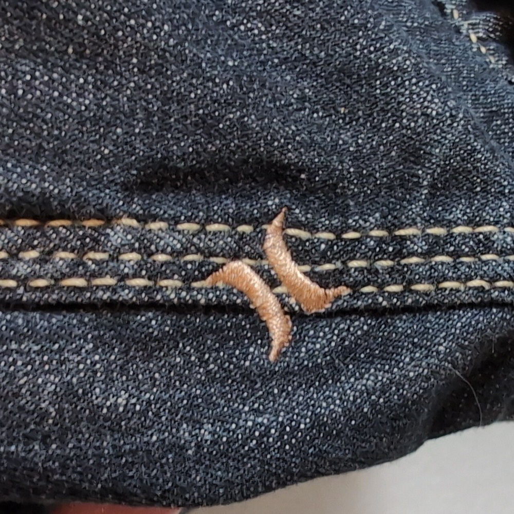 Hurley Medium Flying Angel Heart Sequined Denim Jean Jacket - Picture 7 of 10